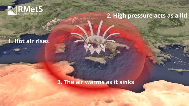 Heat dome animation. Pic: Royal Meteorological Society