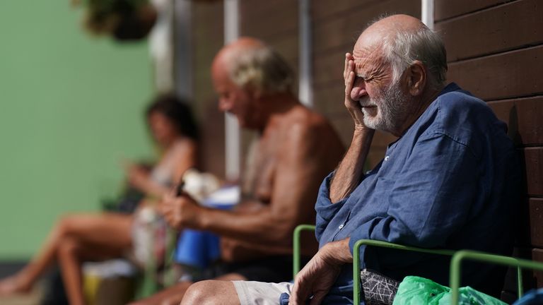 People enjoying the weather at the Jesus Green Lido in Cambridge, as forecasters are predicting a 