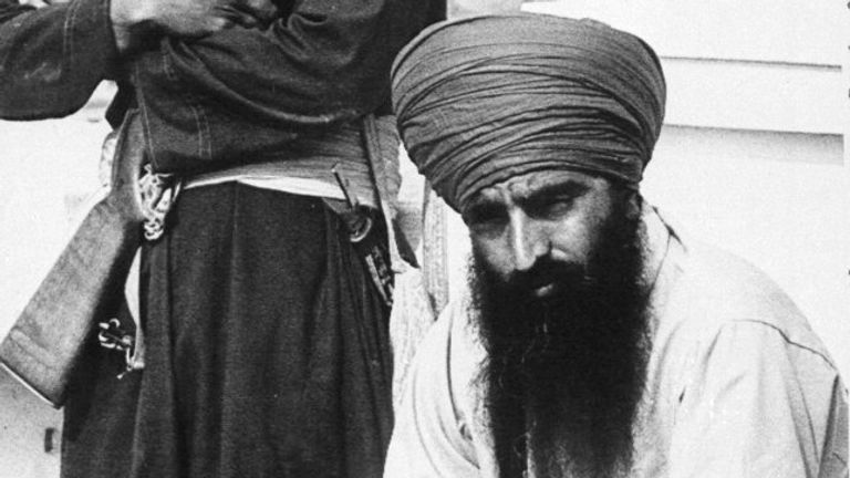 Jarnail Singh Bhindranwale at the Golden Temple in 1983. Pic: AP