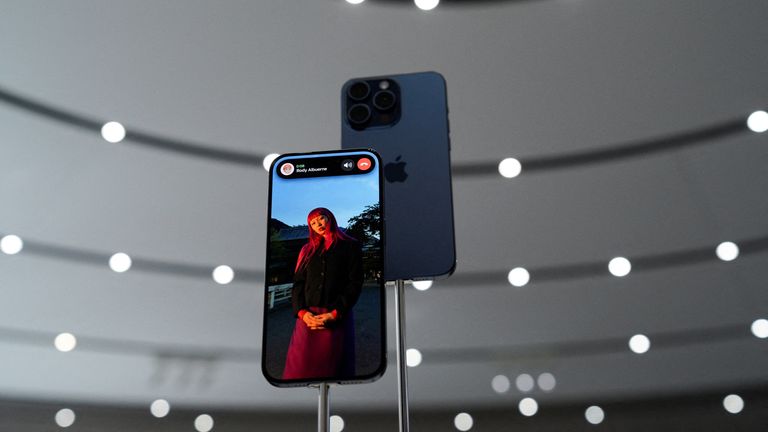 The iPhone 15 Pro is presented during the 'Wonderlust' event at the company's headquarters in Cupertino, California, U.S. September 12, 2023. REUTERS/Loren Elliott