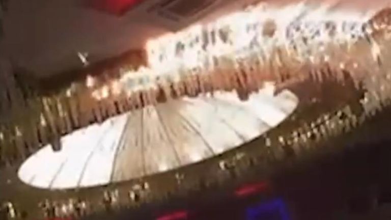 Fireworks appear to set fire to a hall hosting a wedding in Iraq