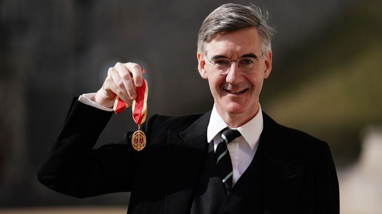Sir Jacob Rees-Mogg after being made a Knight Commander of the British Empire at an investiture ceremony at Windsor Castle, Berkshire. Picture date: Wednesday September 27, 2023.

