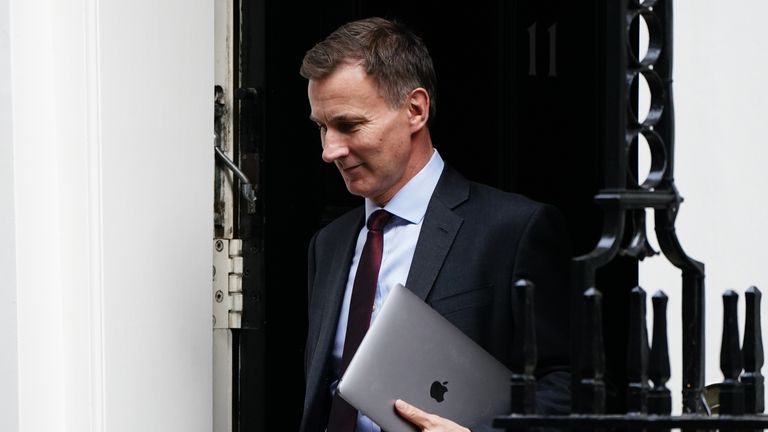 Chancellor of the Exchequer Jeremy Hunt departs 11 Downing Street, London, to attend Prime Minister&#39;s Questions at the Houses of Parliament. Picture date: Wednesday September 13, 2023. PA Photo. Photo credit should read: Aaron Chown/PA Wire