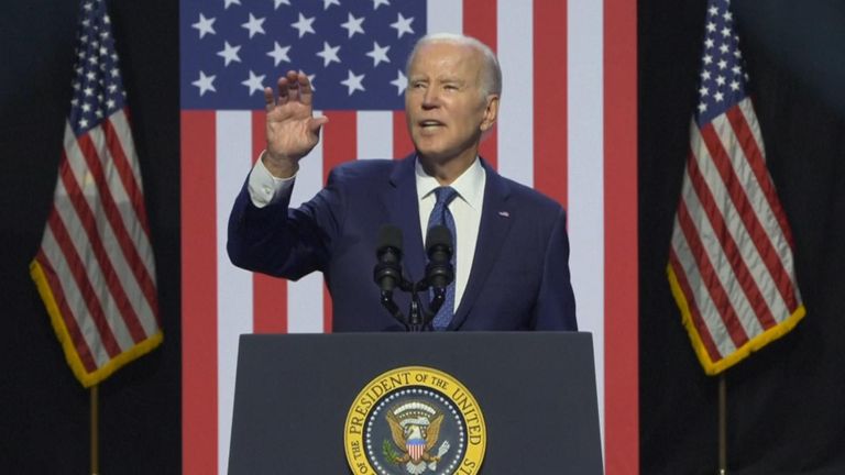 Joe Biden gives a speech in Arizona