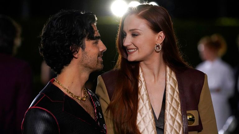 Joe Jonas, left, and Sophie Turner arrive at the second annual Academy Museum gala at the Academy Museum of Motion Pictures on Saturday, Oct. 15, 2022, in Los Angeles. (AP Photo/Chris Pizzello)