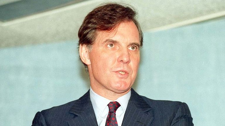 Chief Secretary to the Treasury Jonathan Aitken attends a news conference at Conservative Central Office in London, where he announced his intention to sue the Guardian newspaper over allegations about his business activities.
