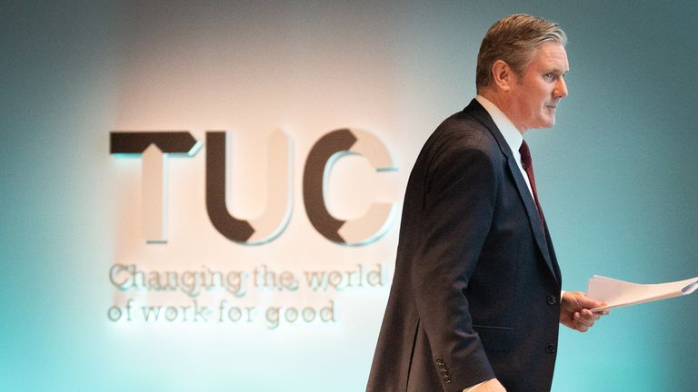 Keir Starmer at the TUC congress in 2022