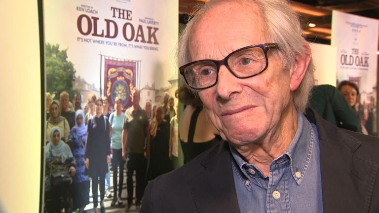 Ken Loach at the premier of The Old Oak. Pic: Sky News VT