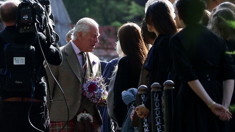 The King outside Crathie Kirk, near Balmoral, Scotland