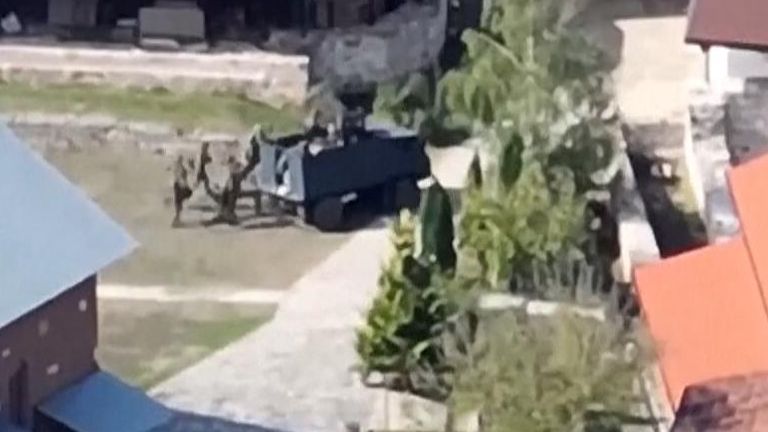 Government of Kosovo releases drone footage they say shows gunmen in a monastery