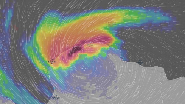 Storm Daniel hit Libya on 10 September. Pic: Ventusky 
