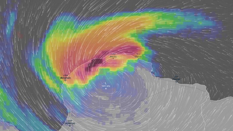 Storm Daniel hit Libya on 10 September. Pic: Ventusky 
