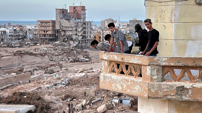 Flood destruction by the mosque