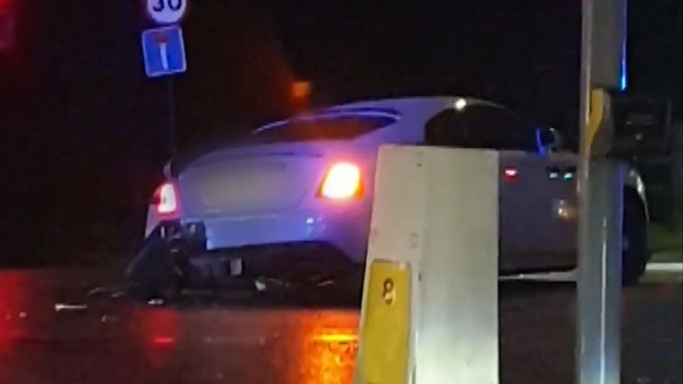 Manchester United forward Marcus Rashford walked away unhurt after his car collided with another after a game against Burnley. The aftermath was caught on camera with a driver saying Rashford hit a lamppost during the crash.