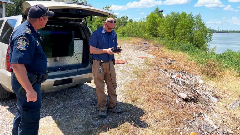 Officers search for Emde at the lake. Pic: St Charles Parish Sheriff&#39;s Office