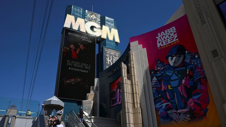 A view of MGM Grand hotel and casino signage, after MGM Resorts shut down some computer systems due to a cyber attack in Las Vegas, Nevada, U.S., September 13, 2023. REUTERS/Bridget Bennett