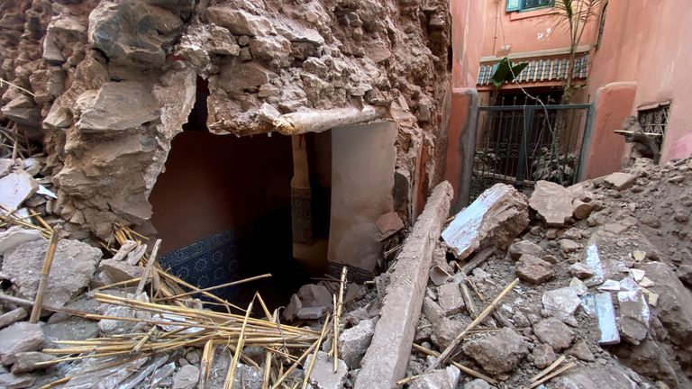 A general view of damage in the historic city of Marrakech, following a powerful earthquake in Morocco, September 9, 2023. REUTERS/Abdelhak Balhaki