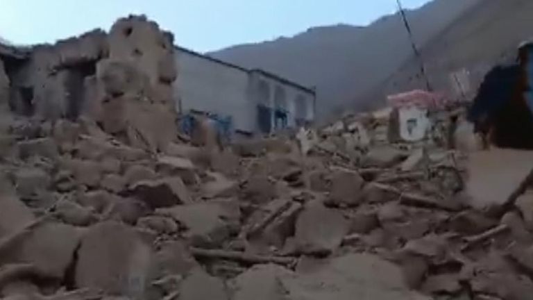 Earthquake damage in Adassil, Morocco