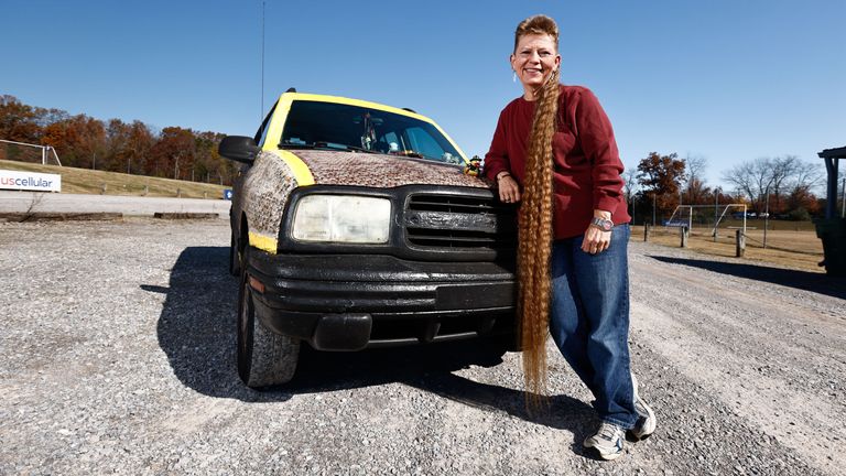 Tami Manis - Longest Mullet (Female)..Guinness World Records 2023..Photo Credit: Wade Payne/Guinness World Records
