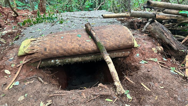 The bomb shelter built into the hillside