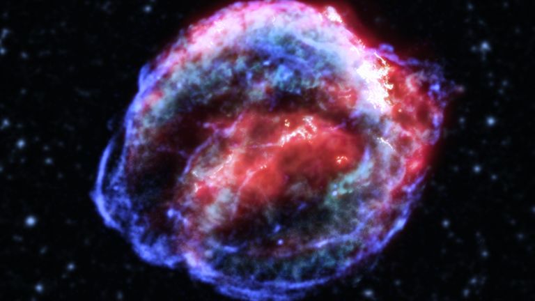 The Kepler supernova remnant is the remains of a white dwarf that exploded after undergoing a thermonuclear explosion