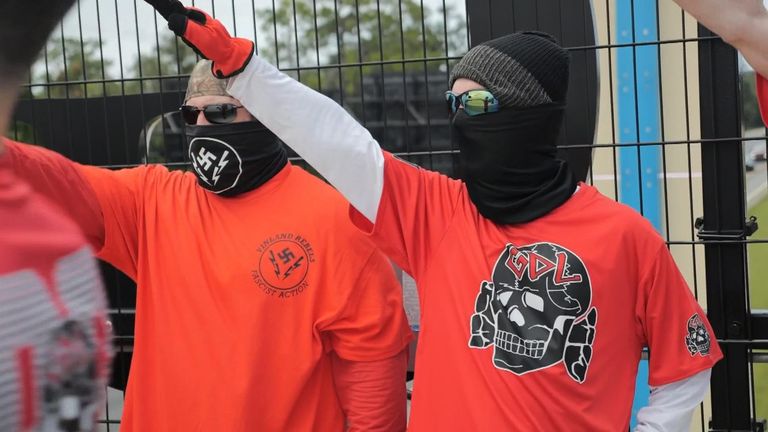 On a motorway overpass, on the edge of Orlando, there was a gathering of around 50 neo-Nazis. They were members of two anti-Semitic, white nationalist groups - "Blood Tribe" and the "Goyim Defense League."
