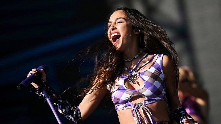 Olivia Rodrigo performs on the Other stage at Worthy Farm in Somerset during the Glastonbury Festival in Britain, June 25, 2022. REUTERS/Dylan Martinez TPX IMAGES OF THE DAY