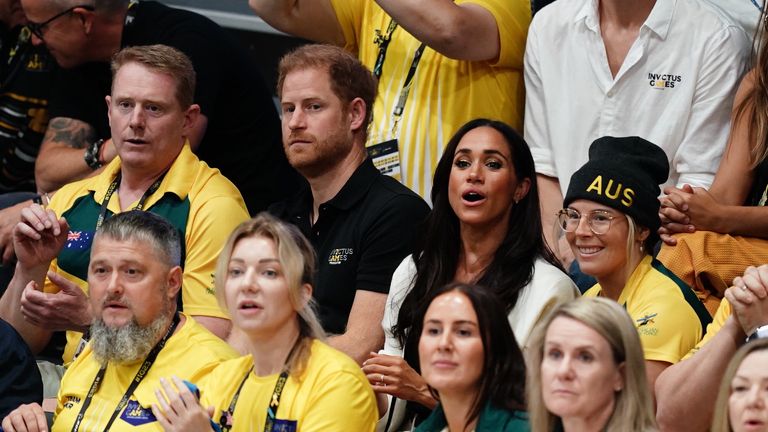 The Duke and Duchess of Sussex watch wheelchair basketball