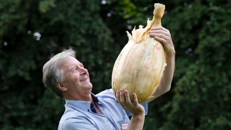 Giant onion weighing almost 9kg 'breaks world record' | UK News | Sky News