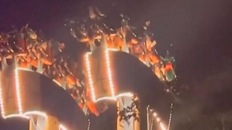 Passengers were left hanging upside down for almost 30 minutes at an amusement park in Canada.