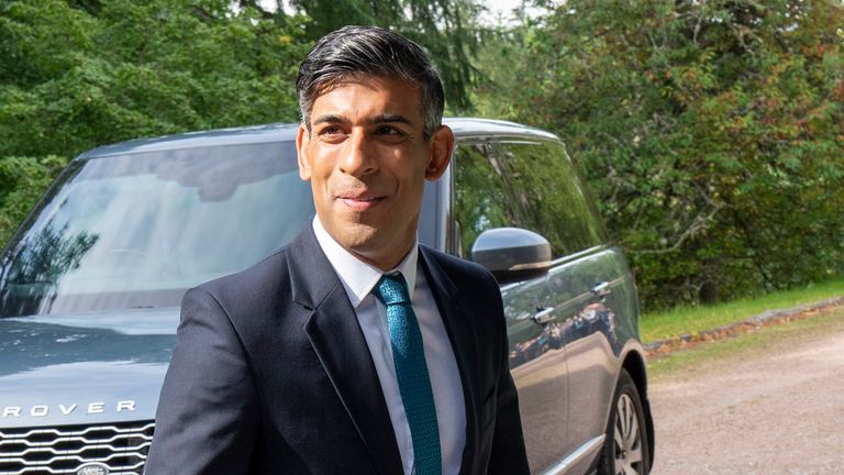 Rishi Sunak arrives at Crathie Parish Church, near Balmoral