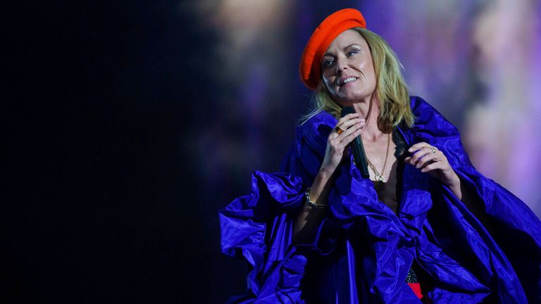 Roisin Murphy performs at the Glastonbury Festival in Worthy Farm, Somerset, England, Saturday, June 25, 2022. (AP Photo/Scott Garfitt)