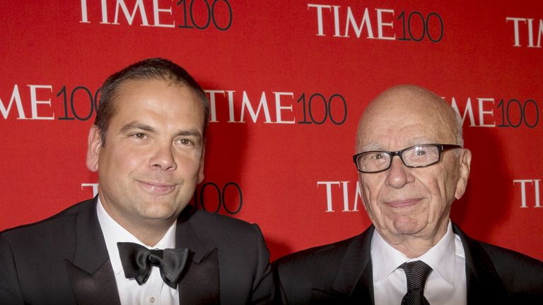 Rupert Murdoch (R) and Lachlan Murdoch arrive for the TIME 100 Gala in New York April 21, 2015.   REUTERS/Brendan McDermid