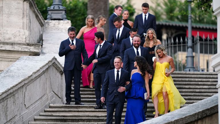 Team Europe captain Luke Donald and wife Diane Donald at the Spanish Steps of Rome, Italy, ahead of the 2023 Ryder Cup 