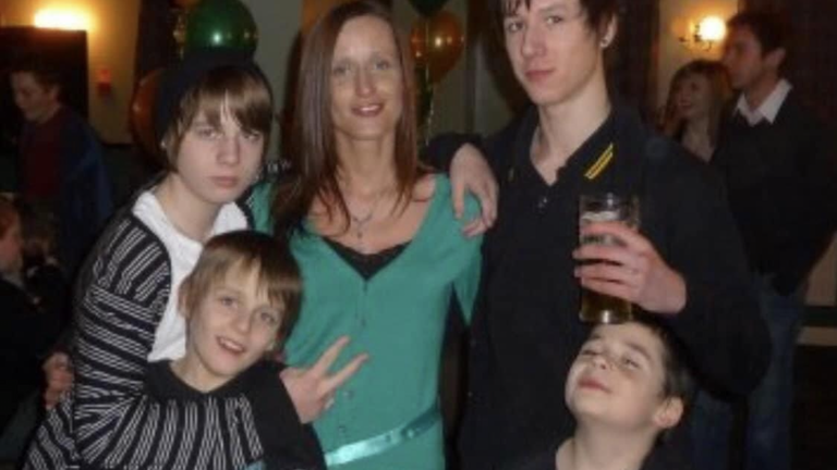 Samuel (bottom right) pictured with his mum Vikki Downes (centre) and brother Daniel (top right)