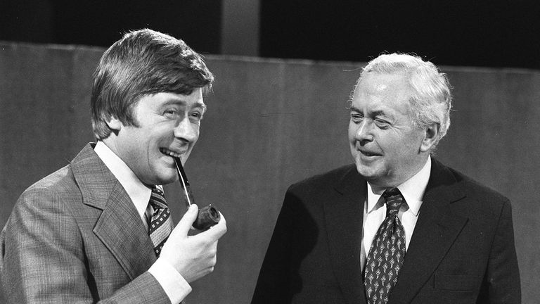 Mike Yarwood with former prime minister Sir Harold Wilson in 1977