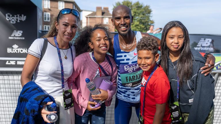 Sir Mo with his family after the race