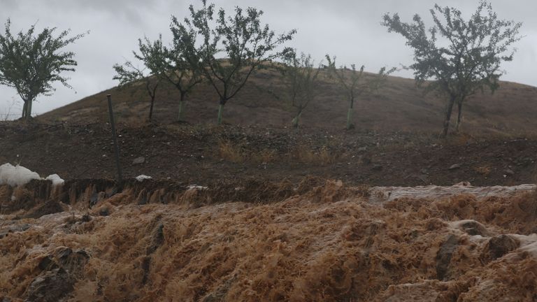 Flooding along a motorway outside Toledo