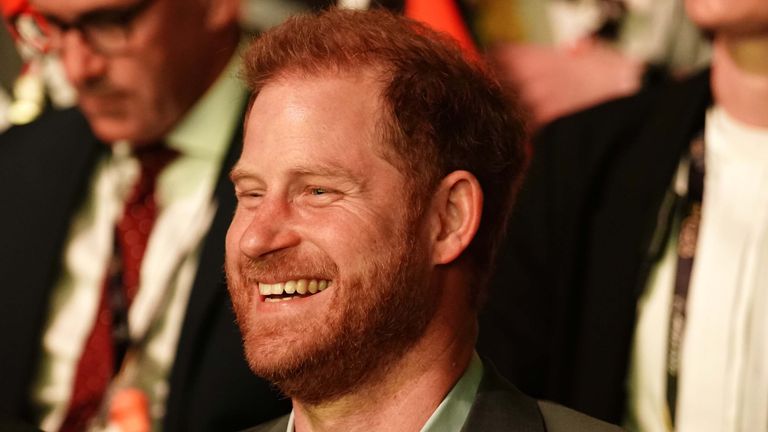 The Duke of Sussex during the Invictus Games opening ceremony at the Merkur Spiel-Arena in Dusseldorf, Germany. Picture date: Saturday September 9, 2023.