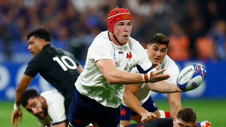 France&#39;s Thibaud Flament in action against New Zealand in the opening match of the Rugby World Cup