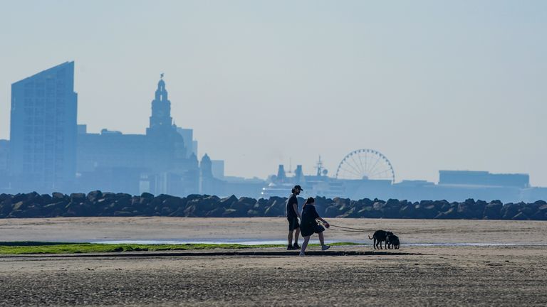 People on the beach at New Brighton. Picture date: Monday September 4, 2023.