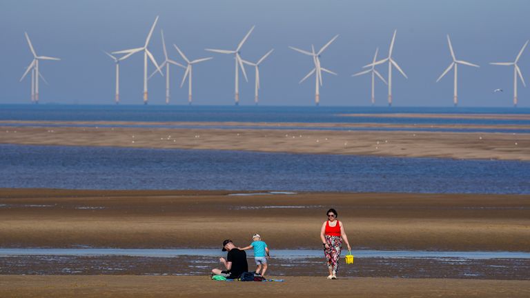 People on the beach at New Brighton. Picture date: Monday September 4, 2023.