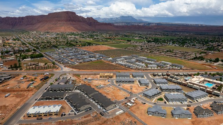 Housing developments are shown in Ivins, Utah, on Wednesday, May 3, 2023. A Utah woman who gave online parenting advice via a once popular YouTube channel has been arrested on suspicion of aggravated child abuse after her malnourished son escaped out a window and ran to a nearby house for help, authorities said. Ruby Franke, whose now defunct channel ...8 Passengers... followed her family, was arrested Wednesday night, Aug. 30, 2023, in the southern Utah city of Ivins. (Trent Nelson/The Salt Lake Tribune via AP)