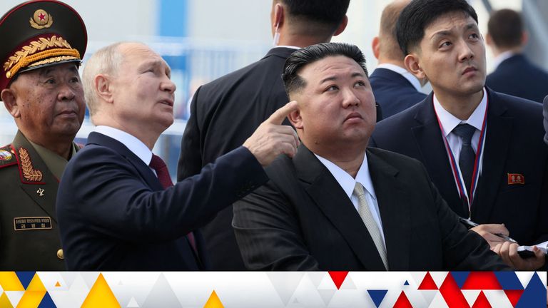 Russia&#39;s President Vladimir Putin and North Korea&#39;s leader Kim Jong Un visit the Vostochny ..osmodrome in the far eastern Amur region, Russia, September 13, 2023. Sputnik/Mikhail Metzel/Kremlin via REUTERS ATTENTION EDITORS - THIS IMAGE WAS PROVIDED BY A THIRD PARTY.