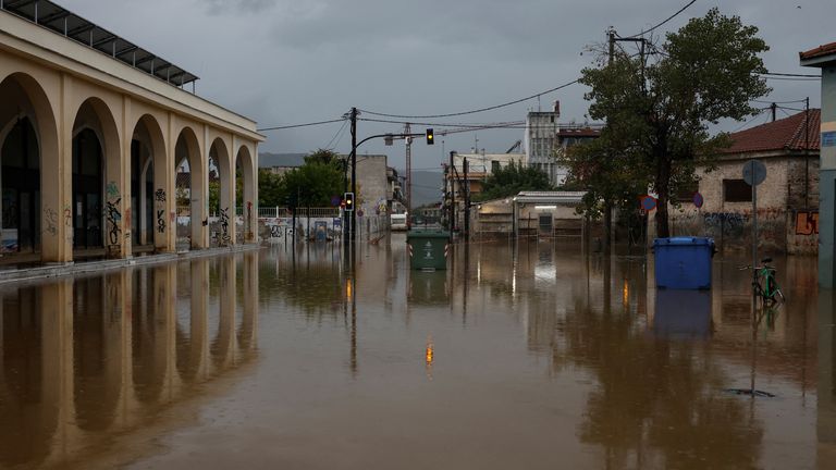 The flooding has caused a power cut in Volos
