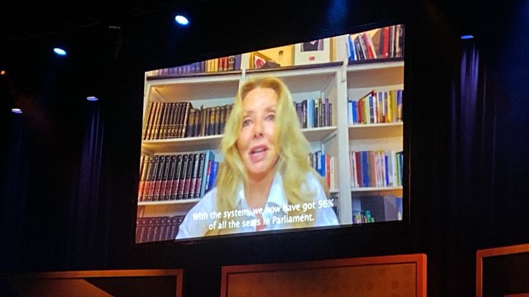 Carol Vorderman addressing the Lib Dem conference