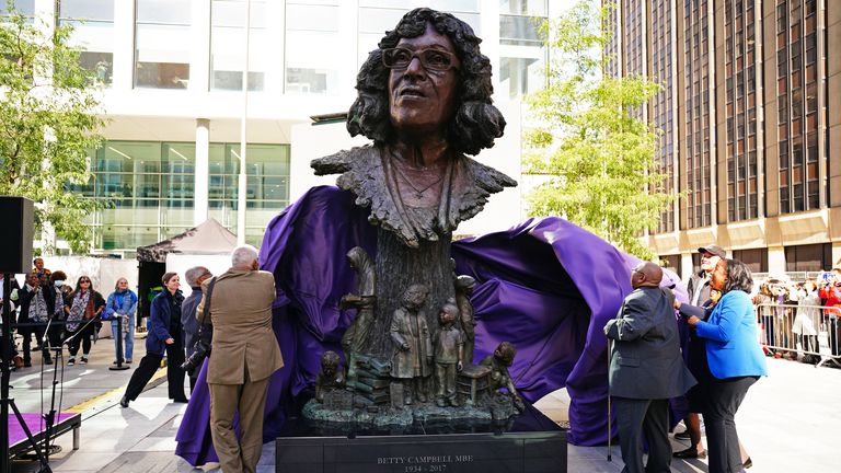 A statue of Betty Campbell, Wales&#39;s first black headteacher, in Cardiff