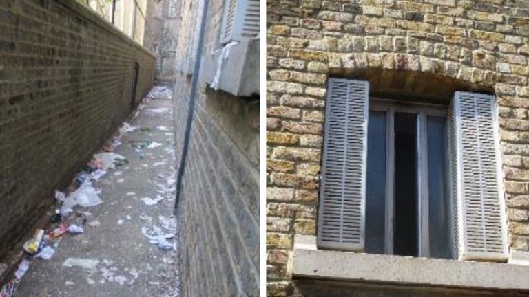 Rubbish shown thrown from cell windows. Pic: His Majesty&#39;s Chief Inspector of Prisons