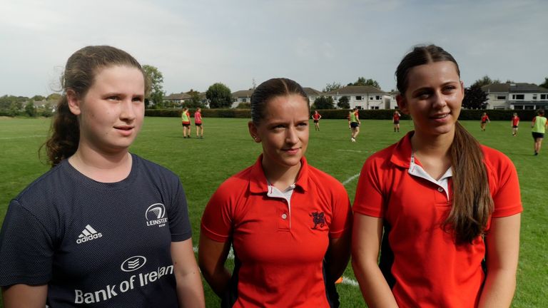 Girls playing rugby at Wesley. 