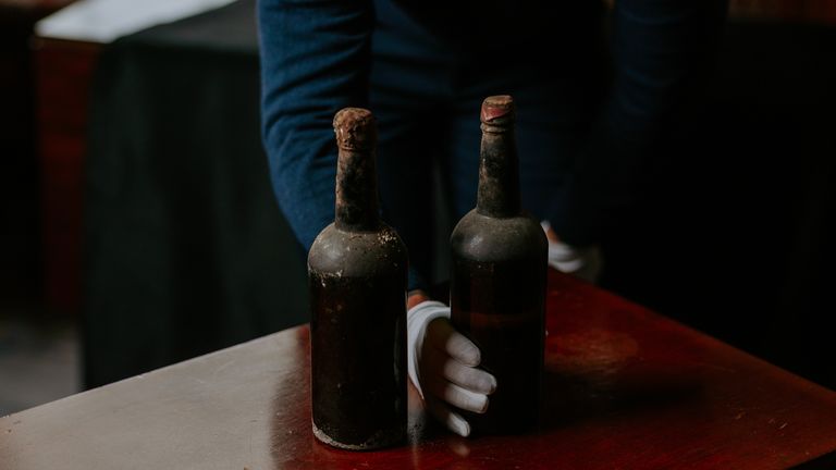 The bottles were discovered hidden behind a cellar doorin a Scottish castle